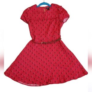 Forever 21 Red Belted  Mini Dress Geometric Print Size S New No Tags